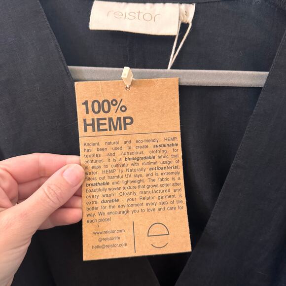 NWT Reistor Power Moves Shirt 100% Hemp Sustainable Lagenlook Black Top Size S - Picture 10 of 10